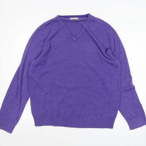 John Lewis Men Purple V-Neck Acrylic Pullover Jumper XL