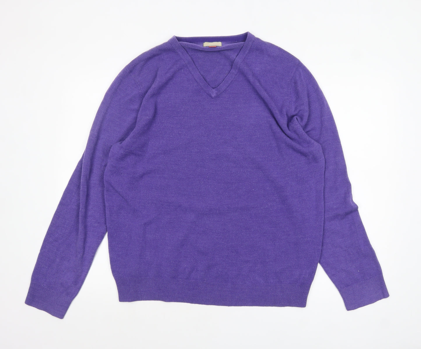 John Lewis Men Purple V-Neck Acrylic Pullover Jumper XL