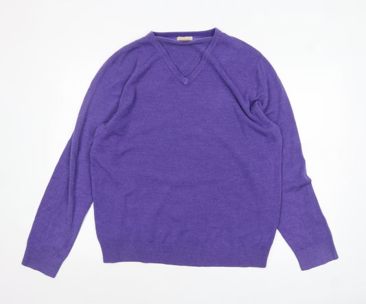 John Lewis Men Purple V-Neck Acrylic Pullover Jumper XL