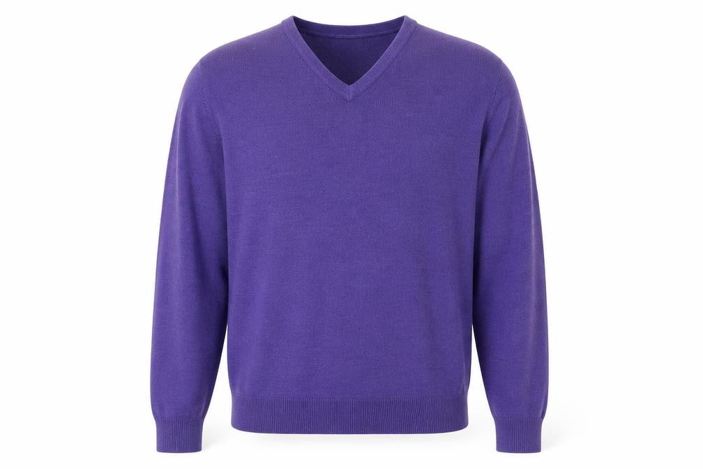 John Lewis Men Purple V-Neck Acrylic Pullover Jumper XL