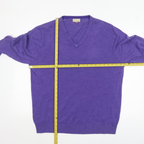 John Lewis Men Purple V-Neck Acrylic Pullover Jumper XL