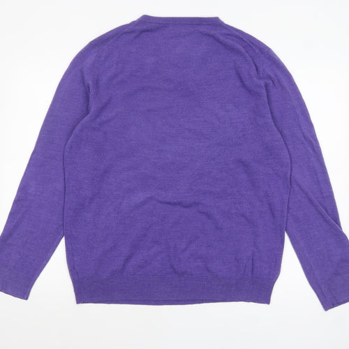 John Lewis Men Purple V-Neck Acrylic Pullover Jumper XL