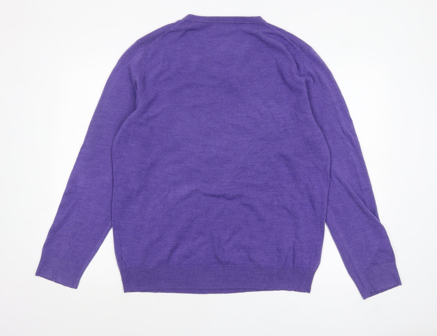 John Lewis Men Purple V-Neck Acrylic Pullover Jumper XL