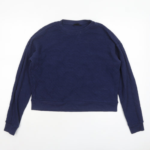Topshop Women's Navy Blue Crew Neck Long Sleeve Pullover Sweatshirt UK 10