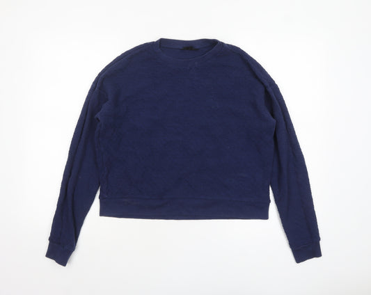 Topshop Women's Navy Blue Crew Neck Long Sleeve Pullover Sweatshirt UK 10