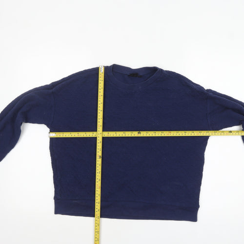 Topshop Women's Navy Blue Crew Neck Long Sleeve Pullover Sweatshirt UK 10