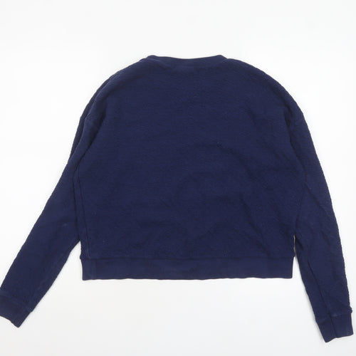 Topshop Women's Navy Blue Crew Neck Long Sleeve Pullover Sweatshirt UK 10