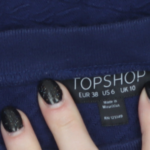 Topshop Women's Navy Blue Crew Neck Long Sleeve Pullover Sweatshirt UK 10