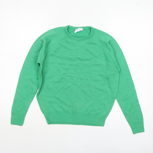 Robert Rowley Women Green Wool Crew Neck Jumper Size 12