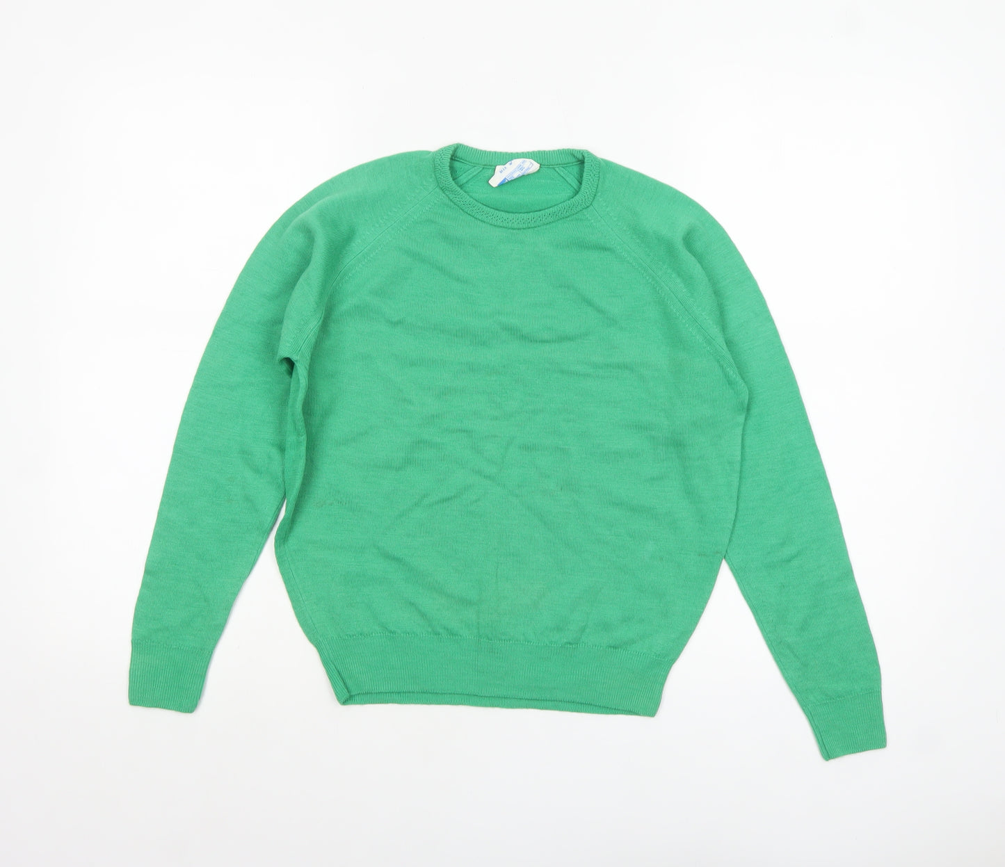 Robert Rowley Women Green Wool Crew Neck Jumper Size 12