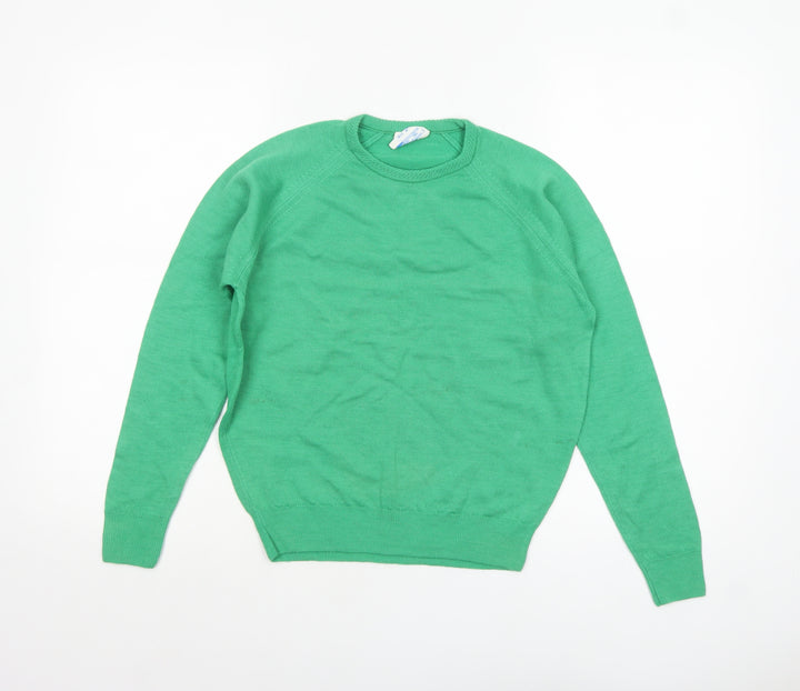 Robert Rowley Women Green Wool Crew Neck Jumper Size 12
