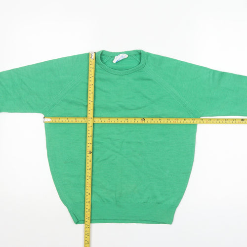 Robert Rowley Women Green Wool Crew Neck Jumper Size 12