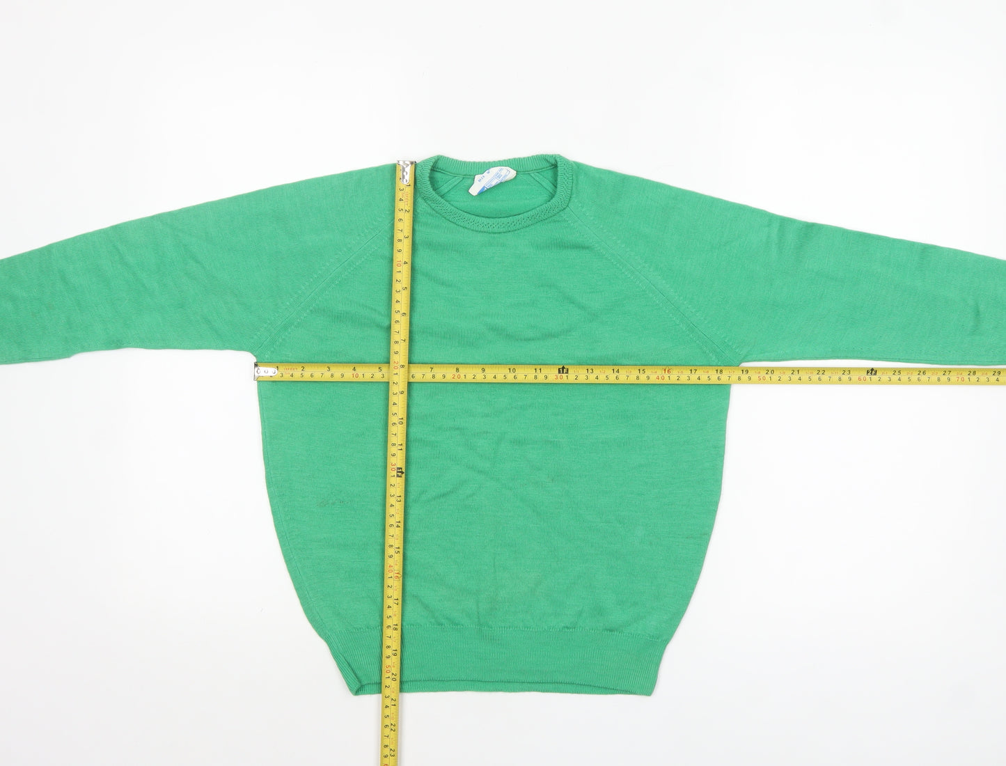 Robert Rowley Women Green Wool Crew Neck Jumper Size 12