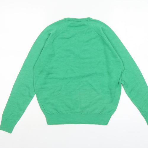 Robert Rowley Women Green Wool Crew Neck Jumper Size 12