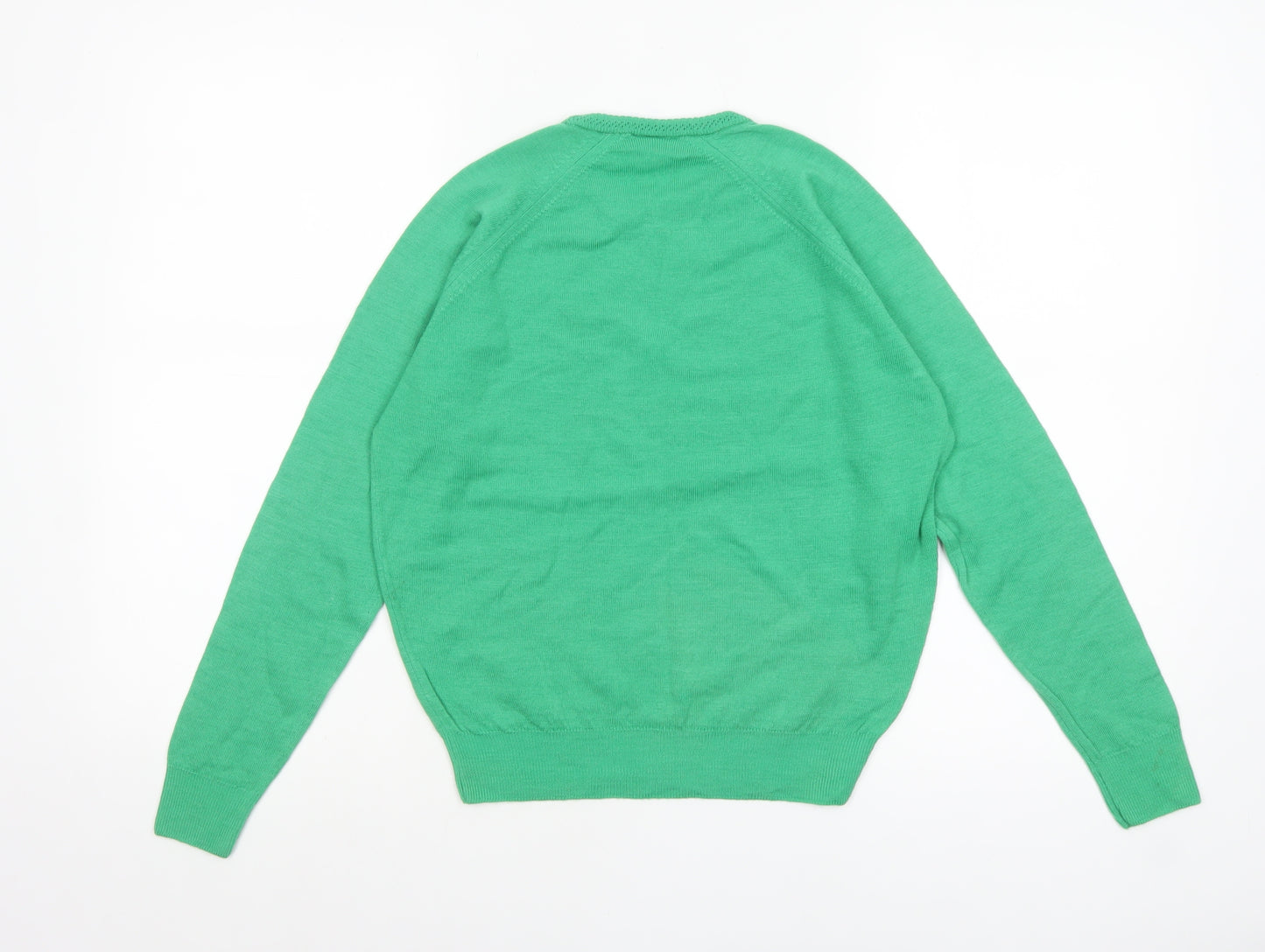 Robert Rowley Women Green Wool Crew Neck Jumper Size 12