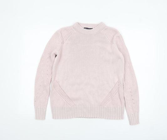 Marks and Spencer Women's Pink XS Cotton Chunky Knit Jumper