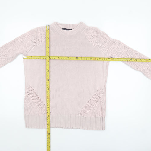Marks and Spencer Women's Pink XS Cotton Chunky Knit Jumper