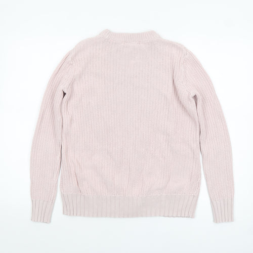 Marks and Spencer Women's Pink XS Cotton Chunky Knit Jumper