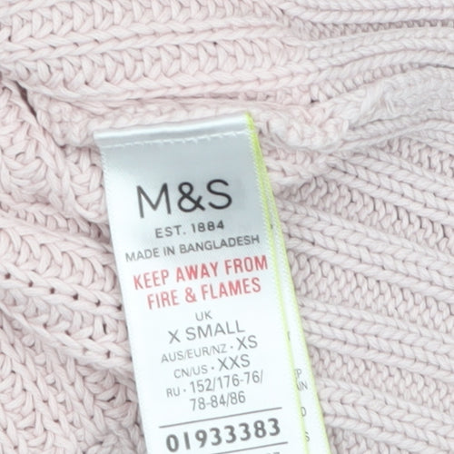 Marks and Spencer Women's Pink XS Cotton Chunky Knit Jumper