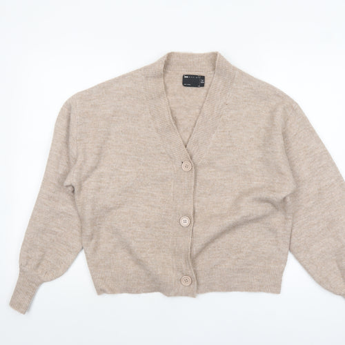 ASOS Design Womens Beige Cardigan UK 6 V-Neck Long Sleeve Knit