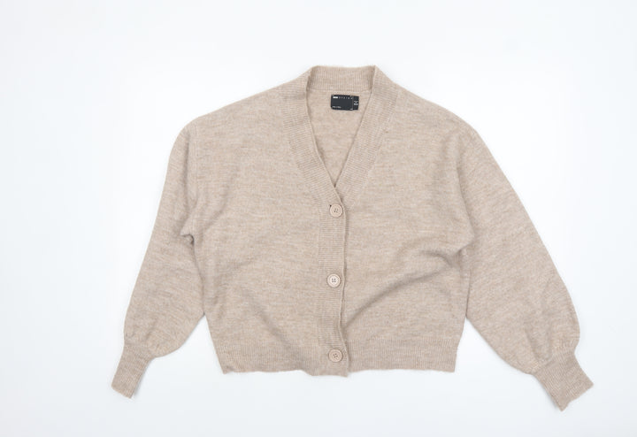 ASOS Design Womens Beige Cardigan UK 6 V-Neck Long Sleeve Knit