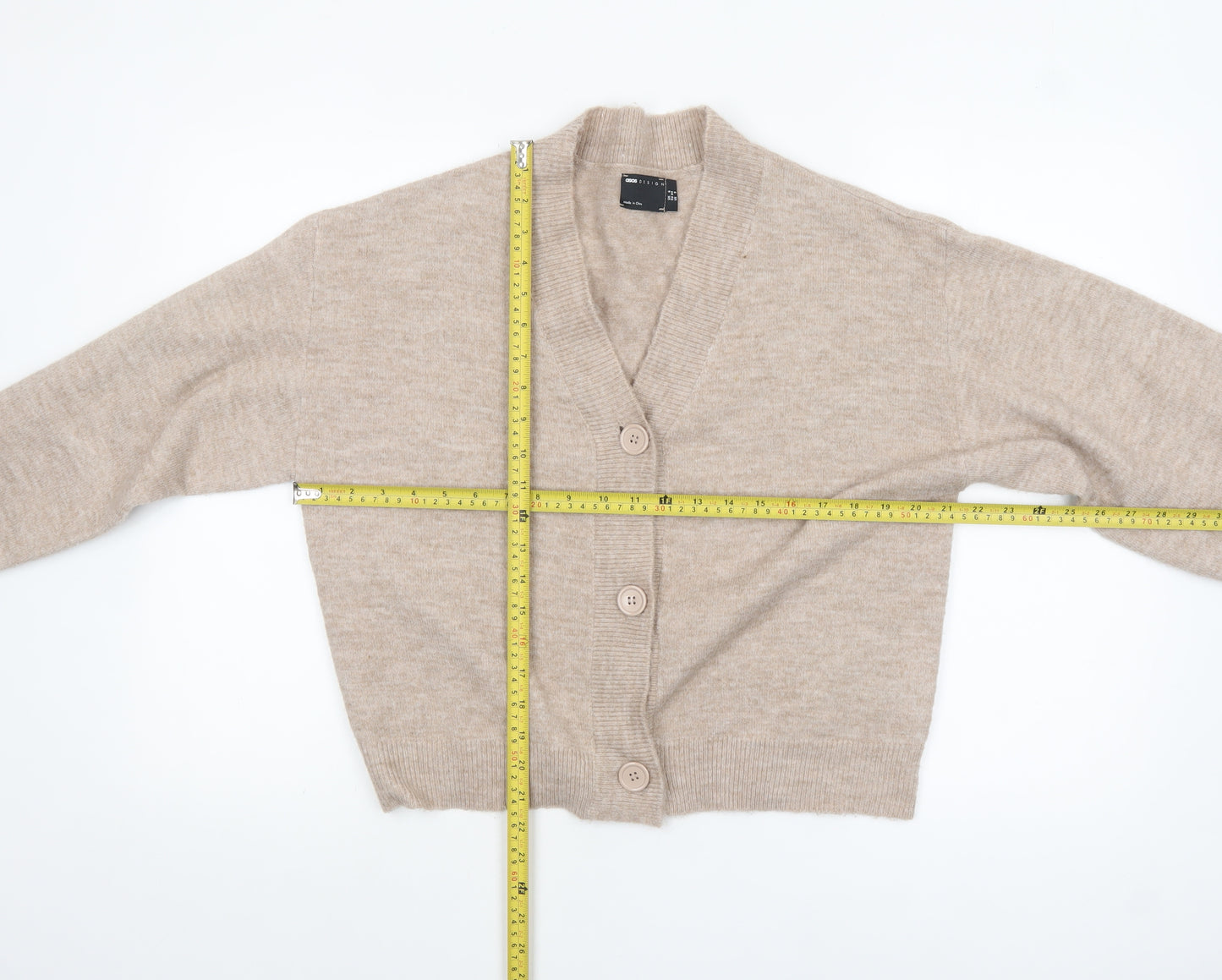 ASOS Design Womens Beige Cardigan UK 6 V-Neck Long Sleeve Knit