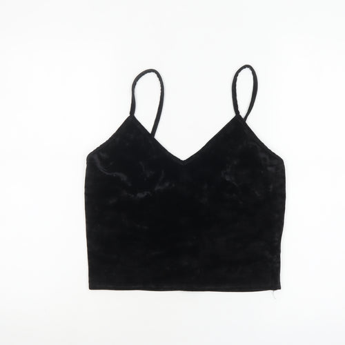 Sparkle & Fade Women's Black Velvet Camisole Tank Top L