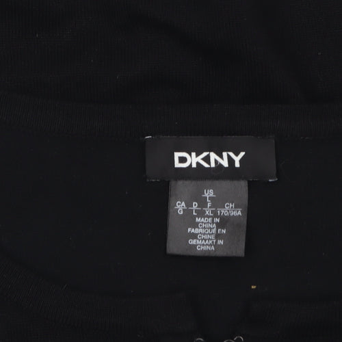DKNY Womens Black XL Knit Cardigan Long Sleeve Round Neck