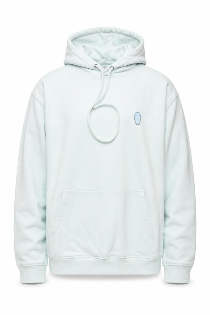 Front view of The Kooples Men's White Pullover Hoodie, size M, Cotton Fleece