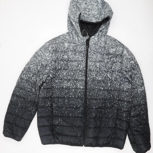 Primark Men's Grey 2XL Hooded Puffer Jacket Full Zip Winter Coat