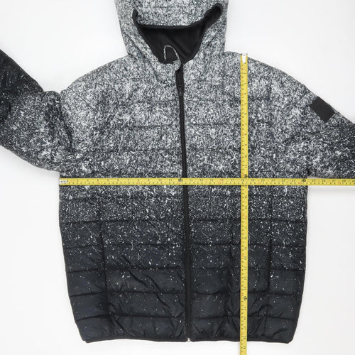 Primark Men's Grey 2XL Hooded Puffer Jacket Full Zip Winter Coat