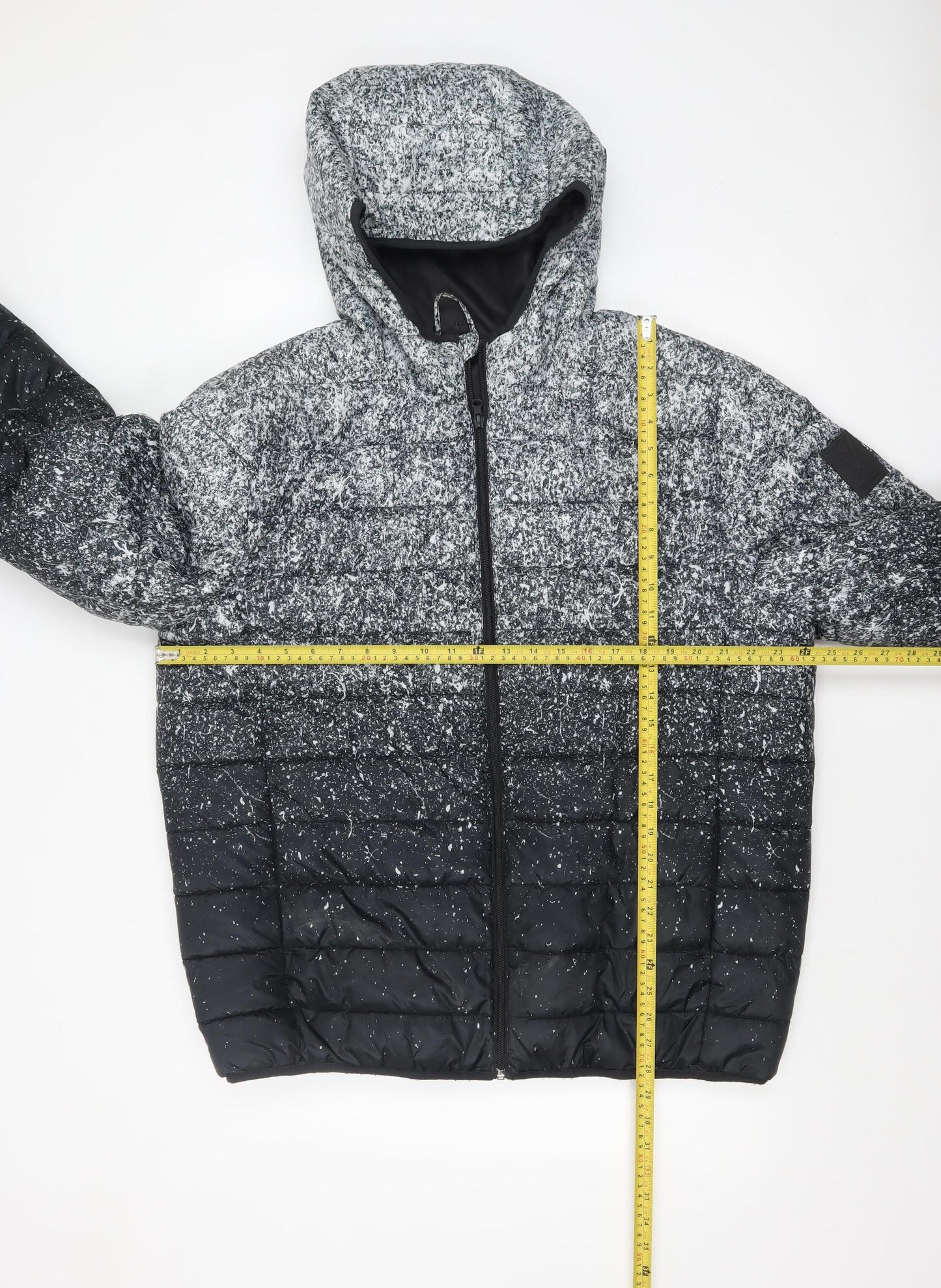 Primark Men's Grey 2XL Hooded Puffer Jacket Full Zip Winter Coat
