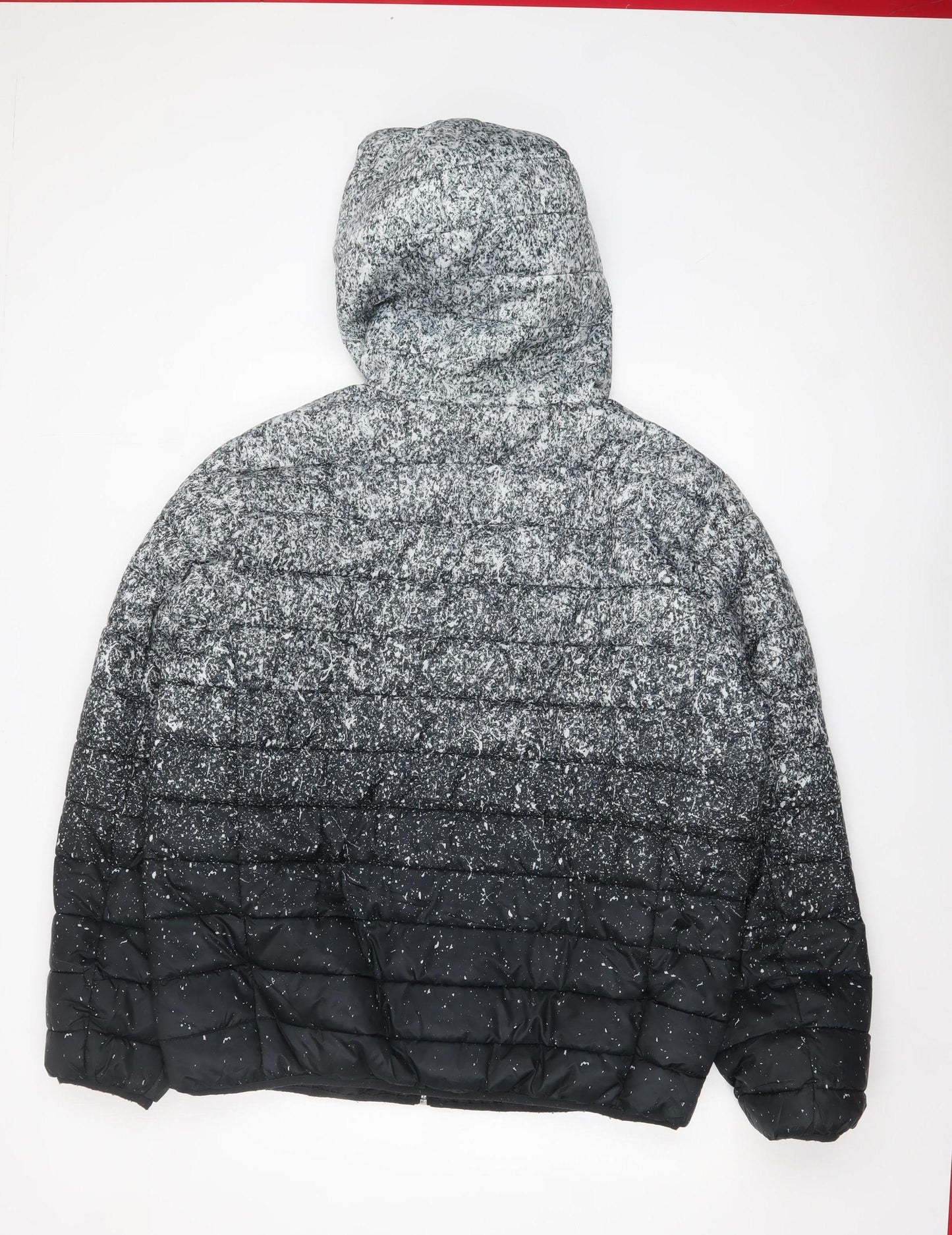 Primark Men's Grey 2XL Hooded Puffer Jacket Full Zip Winter Coat