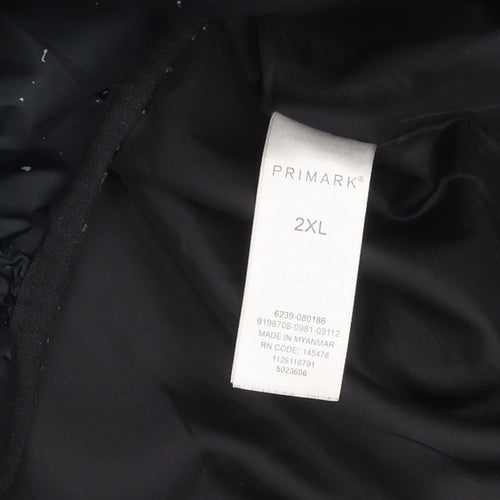 Primark Men's Grey 2XL Hooded Puffer Jacket Full Zip Winter Coat