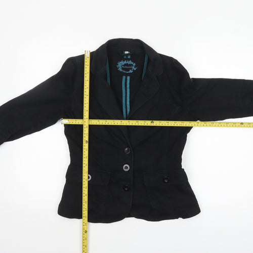 Authentic Womens Black Cotton Blazer Size 10 Casual Classic Jacket