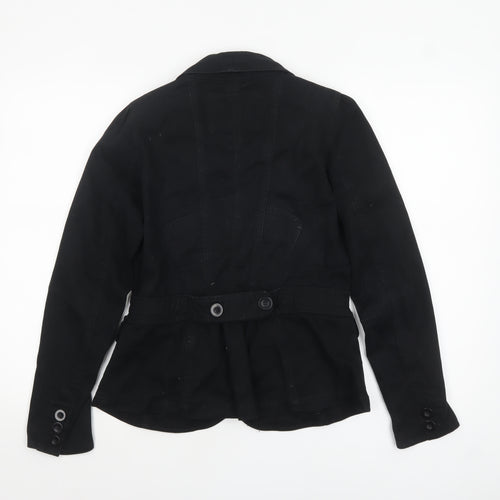 Authentic Womens Black Cotton Blazer Size 10 Casual Classic Jacket