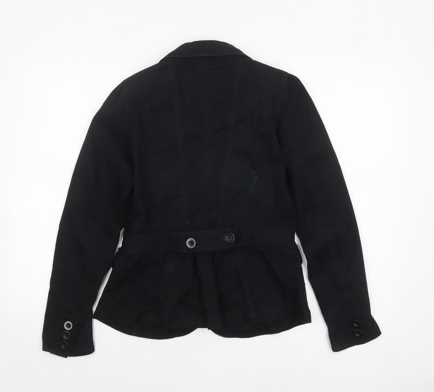 Authentic Womens Black Cotton Blazer Size 10 Casual Classic Jacket