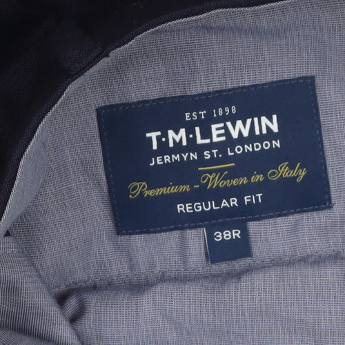 T.M. Lewin Men’s Blue Wool Regular Fit Dress Trousers 38R