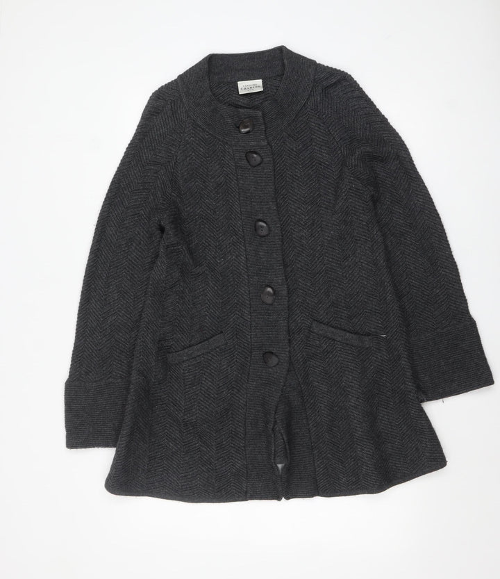 Caroline Charles Women’s Grey Wool Blend Button Cardigan Size 2