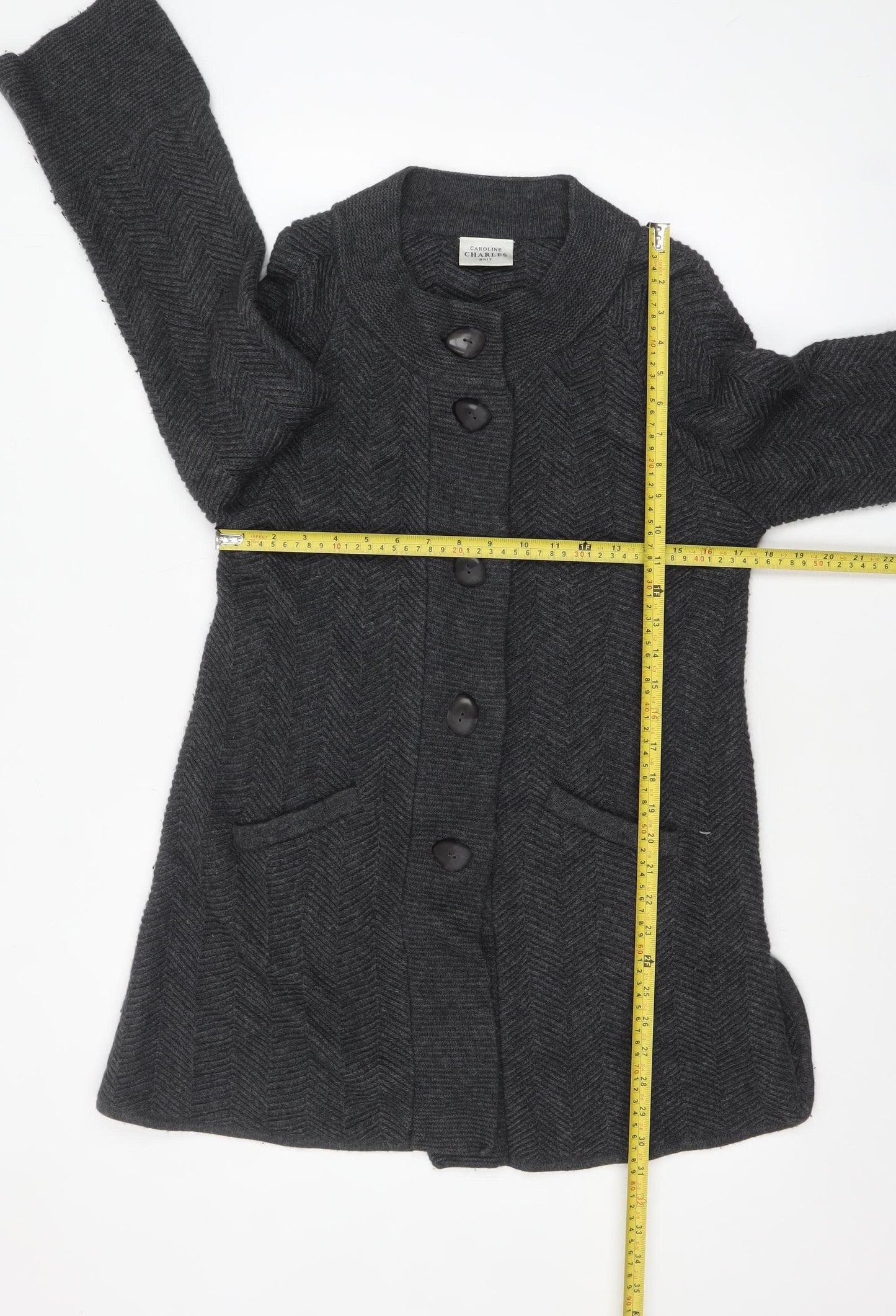 Caroline Charles Women’s Grey Wool Blend Button Cardigan Size 2