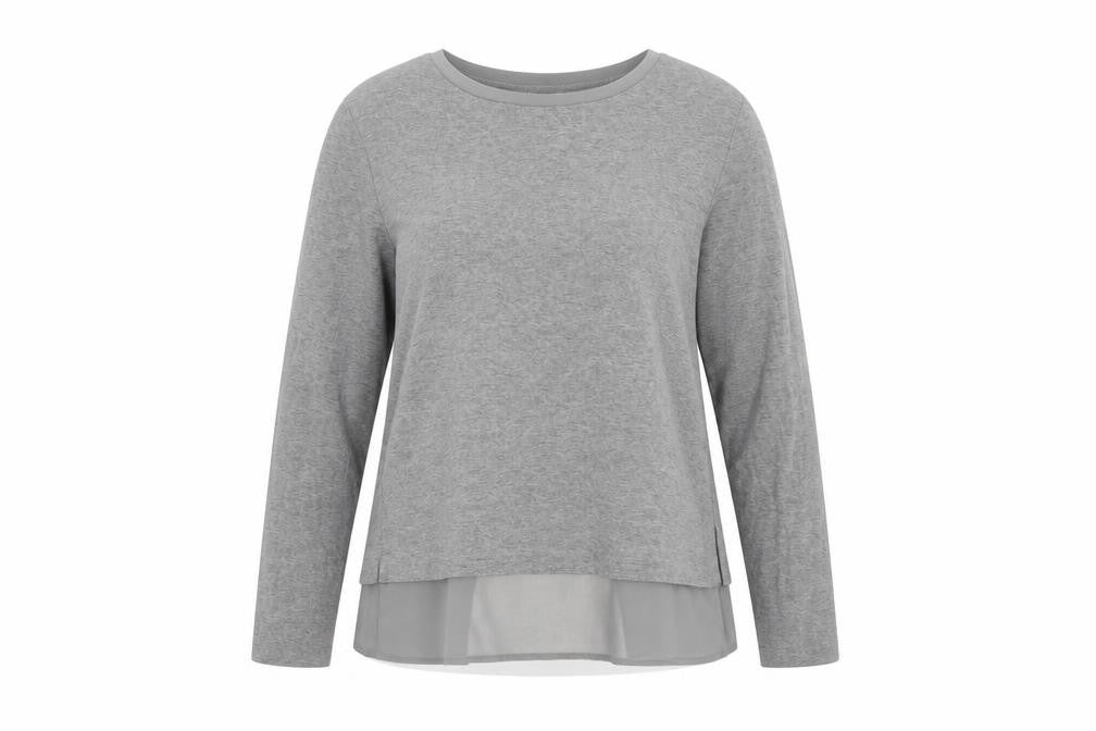 Front view of Warehouse Women Grey Long Sleeve Tunic Blouse UK 10 Viscose Elastane