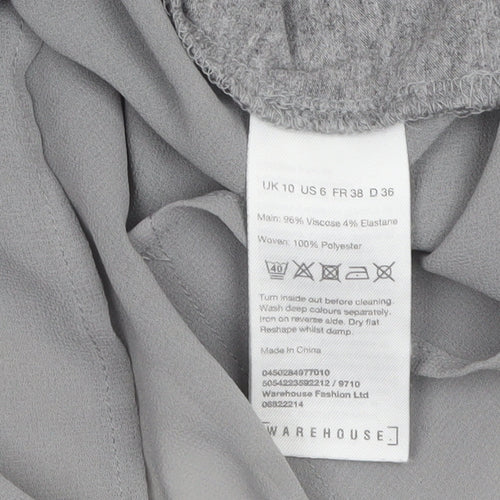 Warehouse Women Grey Long Sleeve Tunic Blouse UK 10 Viscose Elastane