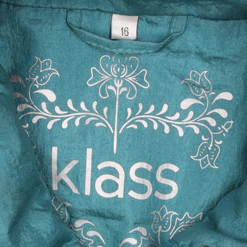 Klass Womens Sea Green Lightweight Zip Jacket Size 16