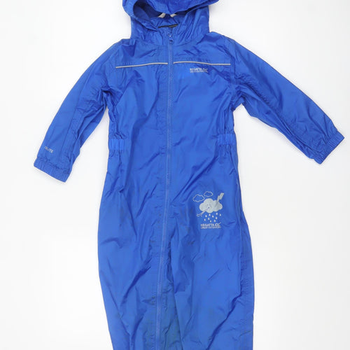 Regatta Boys Blue Waterproof Hooded Rain Snowsuit 4-5 Years