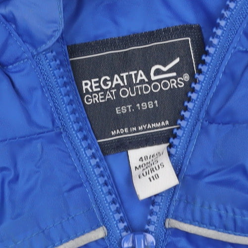 Regatta Boys Blue Waterproof Hooded Rain Snowsuit 4-5 Years