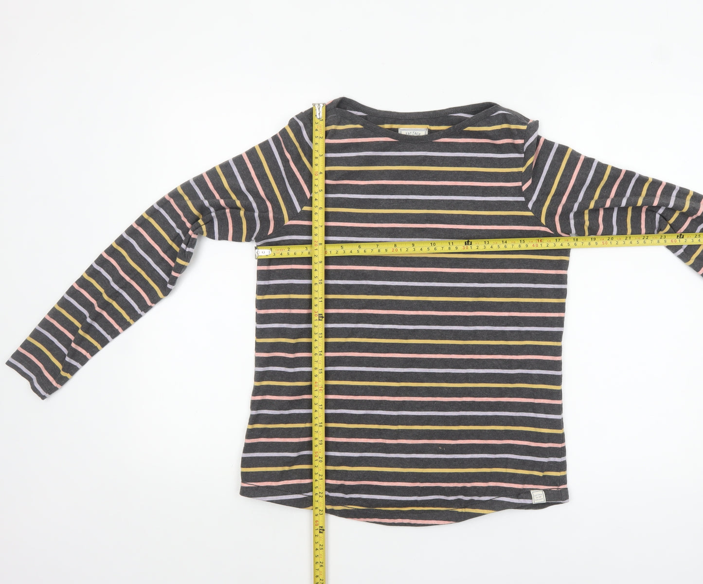 Fat Face Women's Multicoloured Stripe Breton Long Sleeve Cotton Top Size 8