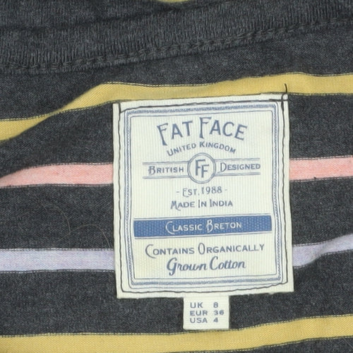 Fat Face Women's Multicoloured Stripe Breton Long Sleeve Cotton Top Size 8