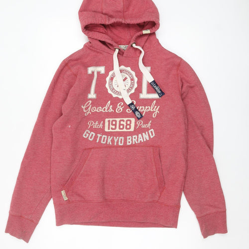Tokyo Laundry Men's Red Pullover Hoodie Medium Graphic Fleece Sweatshirt