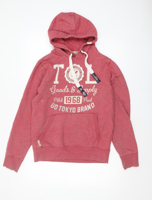 Tokyo Laundry Men's Red Pullover Hoodie Medium Graphic Fleece Sweatshirt