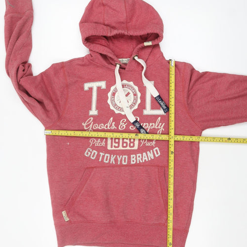Tokyo Laundry Men's Red Pullover Hoodie Medium Graphic Fleece Sweatshirt